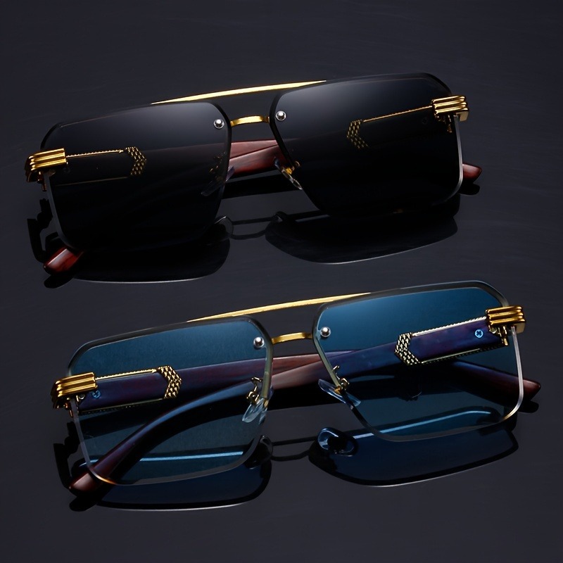 Woodworking Jobs - Trend Double Beam Rectangle Sunglasses Men