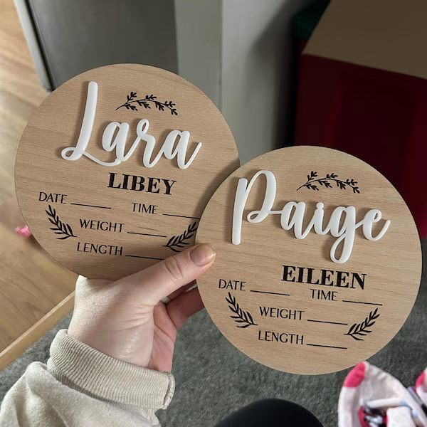 1Pc Custom Baby Announcement S - đánh giá và giá Woodworking Jobs
