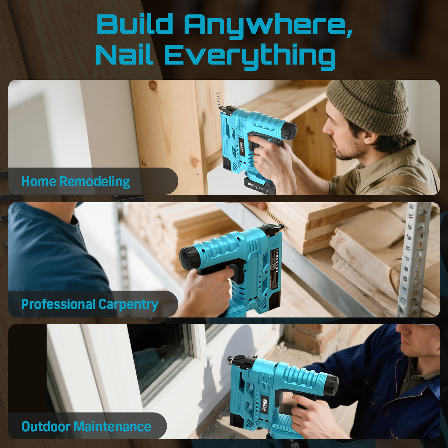 SEESII Electric Nail Gun Cordl - đánh giá và giá Woodworking Essential Tools